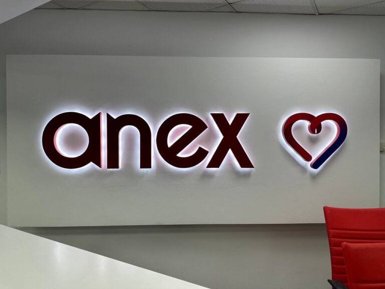 объемные буквы и логотип для туристической фирмы "Anex"